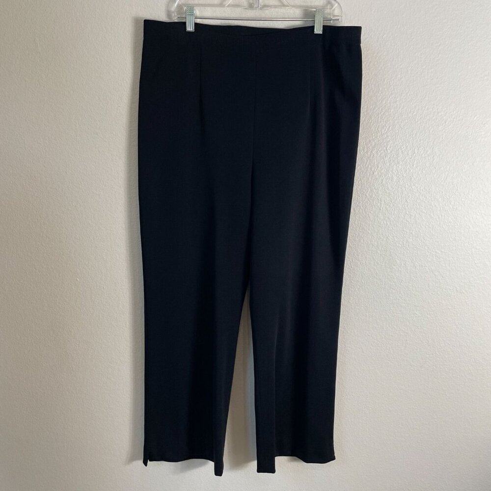 Exclusively Misook Womans Plus 1X Black Stretch Pants‎ High Waist Pull On